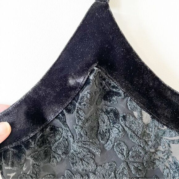 Victoria’s Secret Gold Label Velvet Burnout Chemise Black Rayon Women’s Size‎ L - Picture 8 of 8